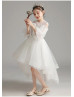 Ivory Lace Tulle High Low Flower Girl Dress